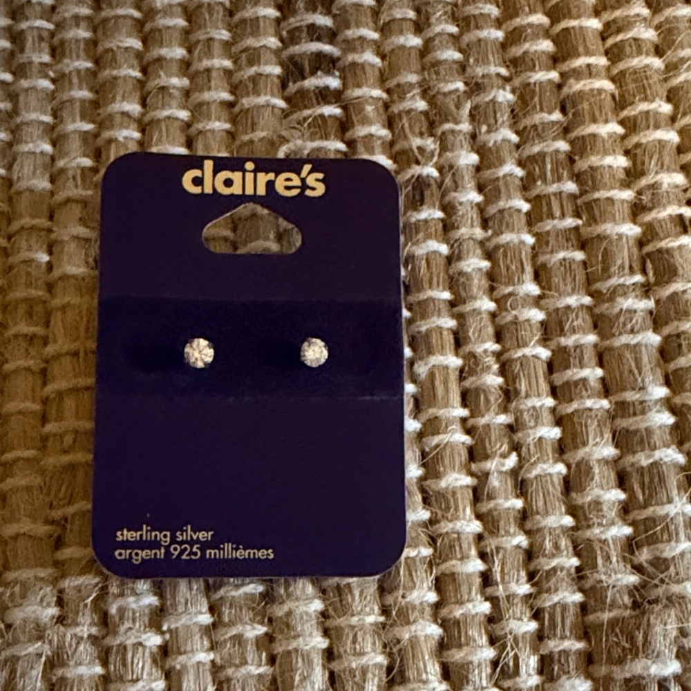 Claire's 925 Silver Sparkle Stud Earrings